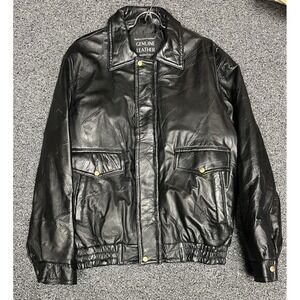 Vintage Napoline Leather Jacket Mens Large Black Patchwork Bomber Jacket